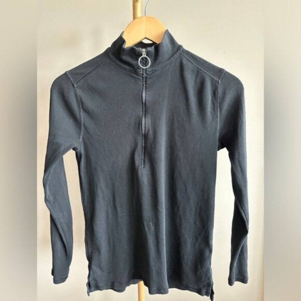 Lauren Ralph Lauren Ribbed Quarter Zip Pullover Black Medium